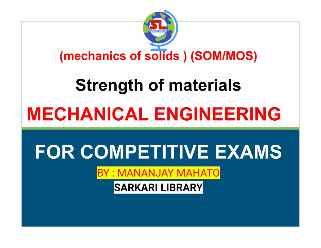 Read more about the article Strength of materials (mechanics of solids ) MECHANICAL ENGINEERING